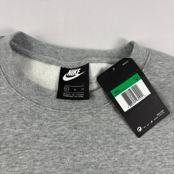 Nike Sweatshirt Mens XL Gray Crew Neck Just Do It Spell Out Graphic Pullover NEW - Picture 3 of 9
